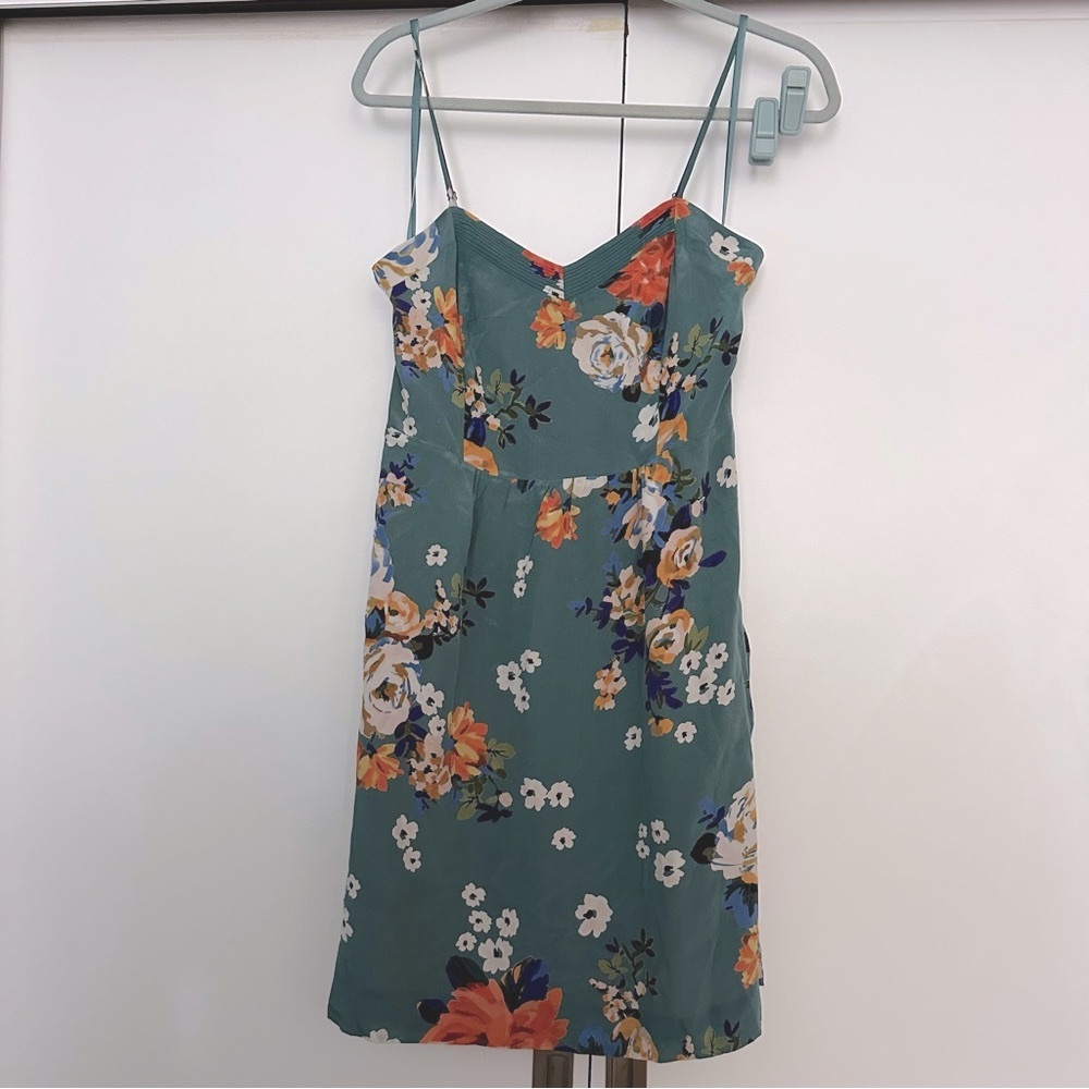 Anthropologie Orange and Green Mini Sundress